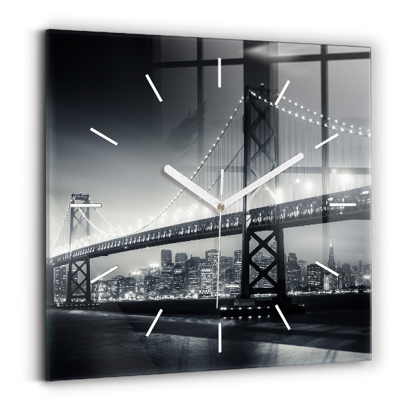 Pendule carrée en verre Pont de San Francisco la nuit