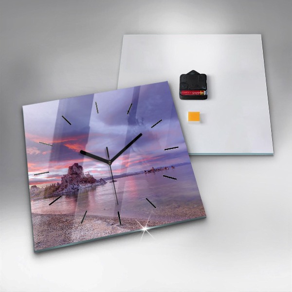 Horloge carrée en verre Lever de soleil en Californie