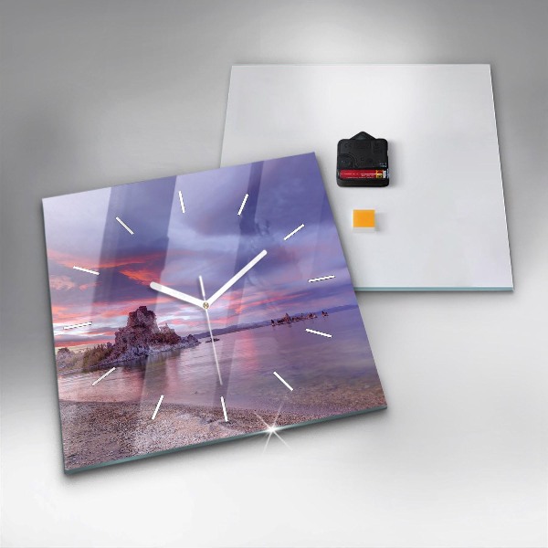 Horloge carrée en verre Lever de soleil en Californie