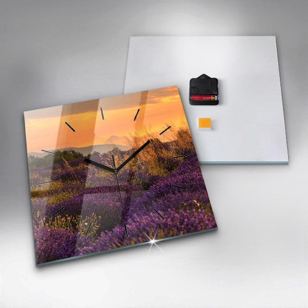 Pendule carrée en verre Prairie de lavande France