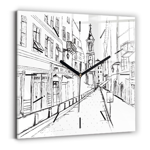 Horloge carrée en verre Dessin de la ville de Provence