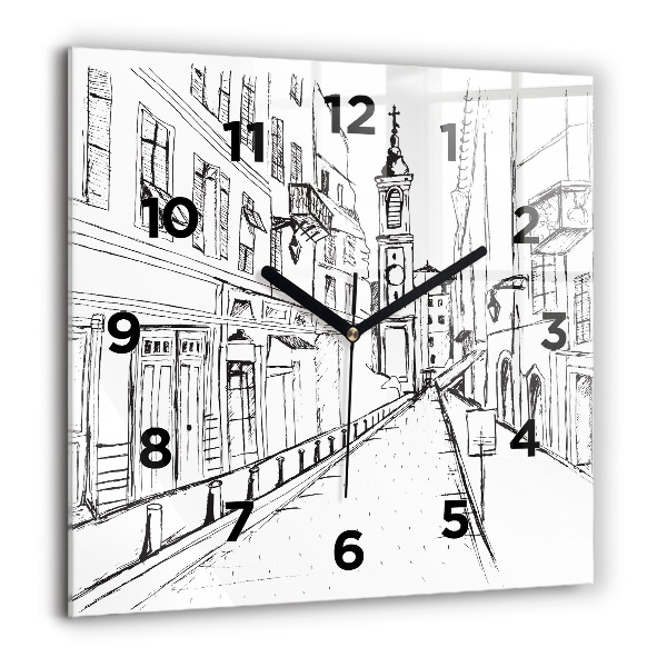 Horloge carrée en verre Dessin de la ville de Provence