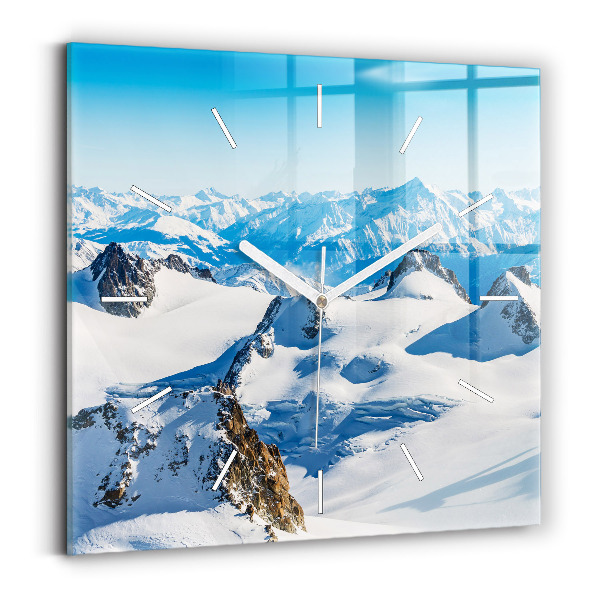 Horloge carrée en verre Skieur dans les Alpes