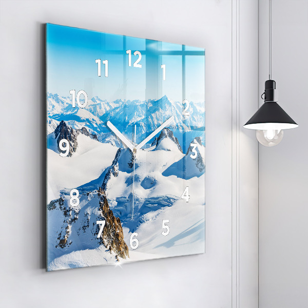 Horloge carrée en verre Skieur dans les Alpes
