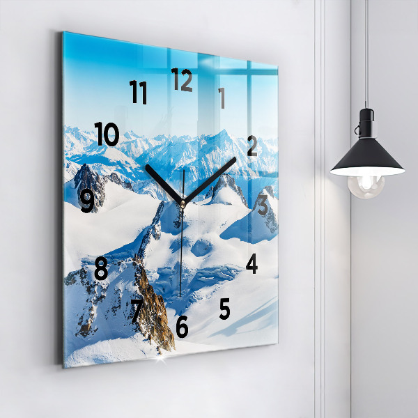 Horloge carrée en verre Skieur dans les Alpes