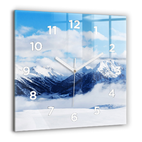 Horloge murale carrée panorama de montagne