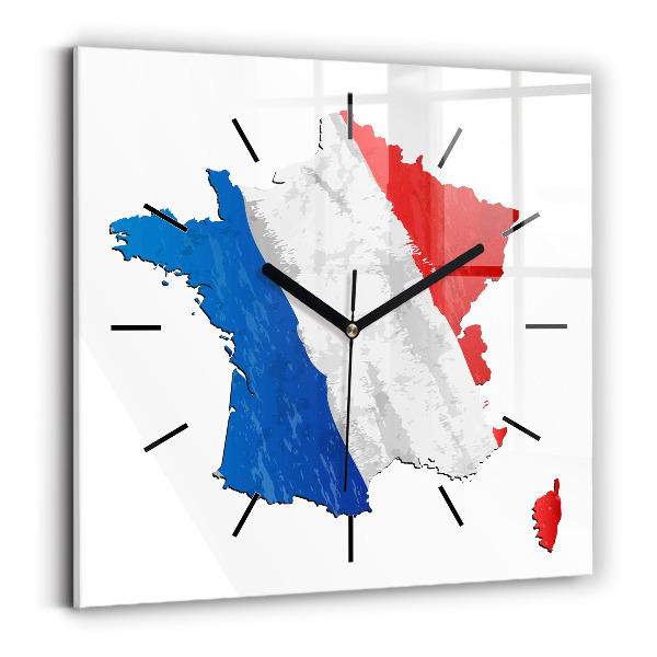Horloge murale carrée Drapeau de la France