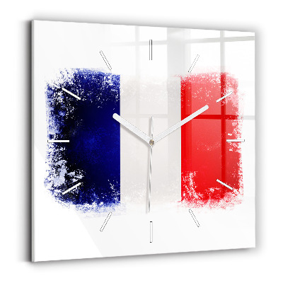 Horloge carrée en verre Drapeau de la France