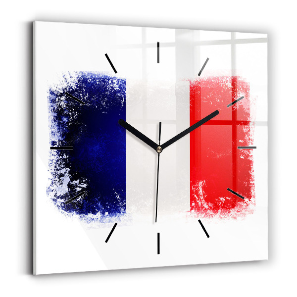 Horloge carrée en verre Drapeau de la France