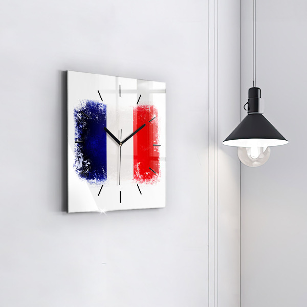 Horloge carrée en verre Drapeau de la France