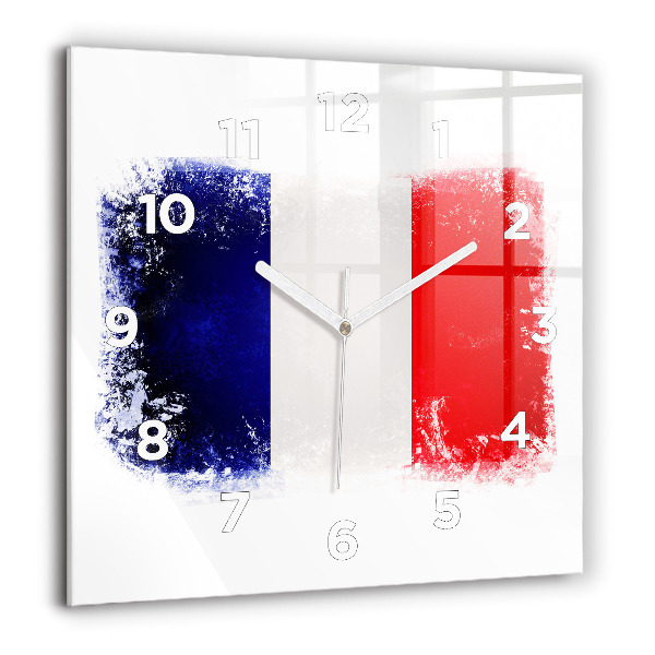 Horloge carrée en verre Drapeau de la France
