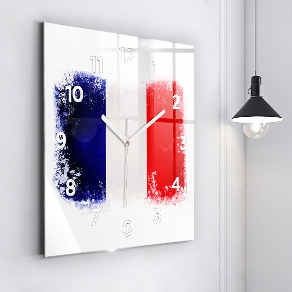 Horloge carrée en verre Drapeau de la France