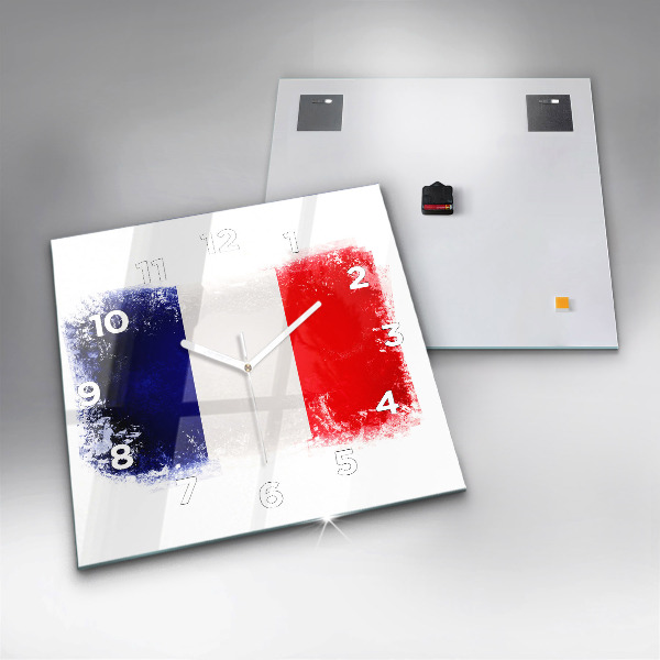 Horloge carrée en verre Drapeau de la France