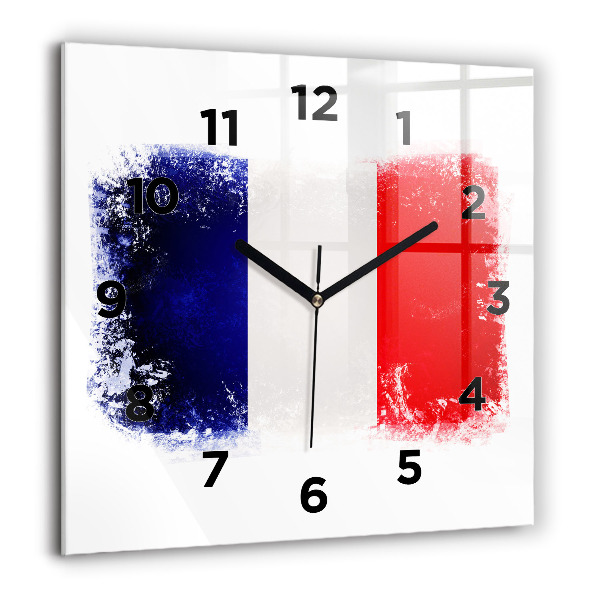 Horloge carrée en verre Drapeau de la France