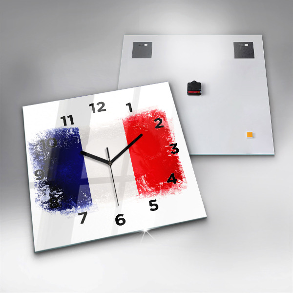 Horloge carrée en verre Drapeau de la France