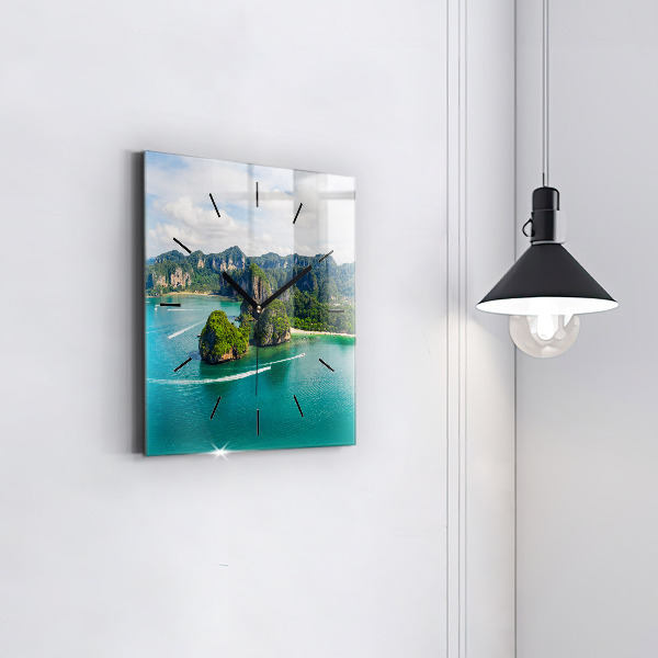 Pendule carrée en verre Île en Thaïlande