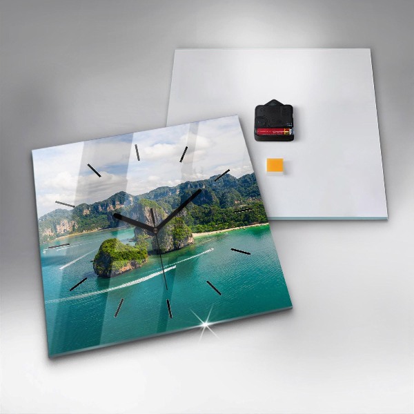 Pendule carrée en verre Île en Thaïlande