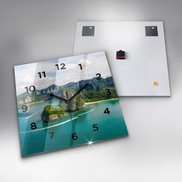Pendule carrée en verre Île en Thaïlande