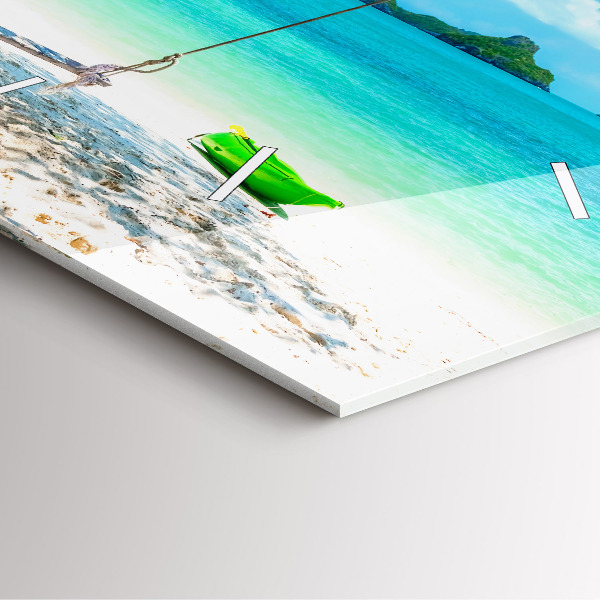 Pendule carrée en verre Île ensoleillée de Thaïlande