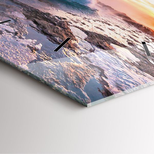 Horloge carrée en verre 'Geyser sur l''île d''Islande'