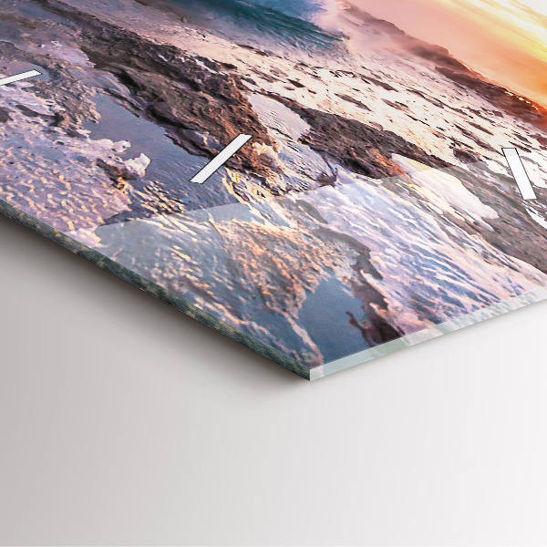 Horloge carrée en verre 'Geyser sur l''île d''Islande'