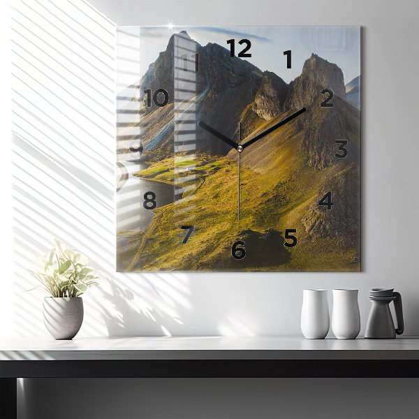 Pendule carrée en verre Route en Islande
