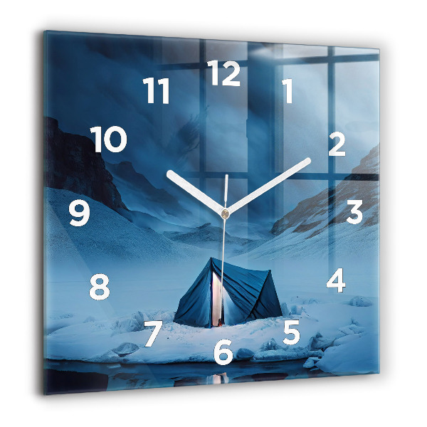 Horloge murale carrée 'Tente dans les montagnes d''Islande'