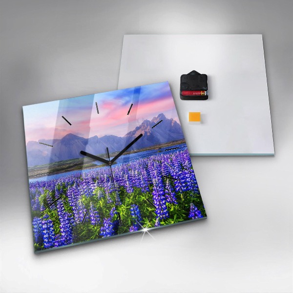 Horloge carrée en verre Vue sur la montagne Islande