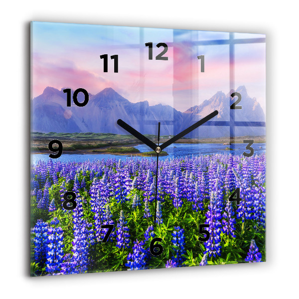 Horloge carrée en verre Vue sur la montagne Islande