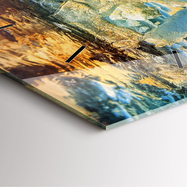 Horloge carrée en verre Iceberg et lever de soleil