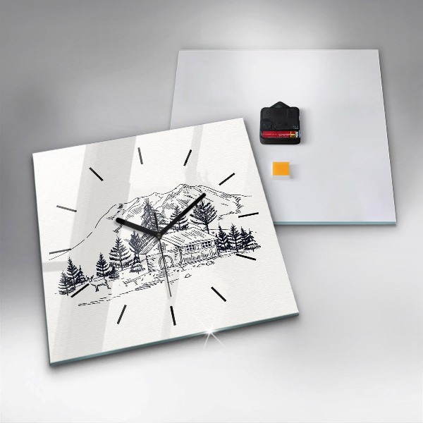 Horloge murale carrée Ville de dessin animé