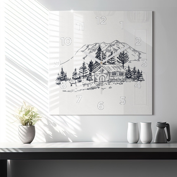 Horloge murale carrée Ville de dessin animé