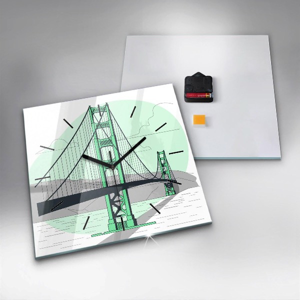 Horloge murale carrée Pont vert