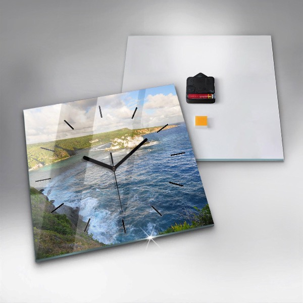 Horloge carrée en verre Côte océanique