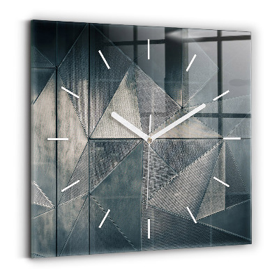 Horloge carrée en verre Triangles abstraits en métal