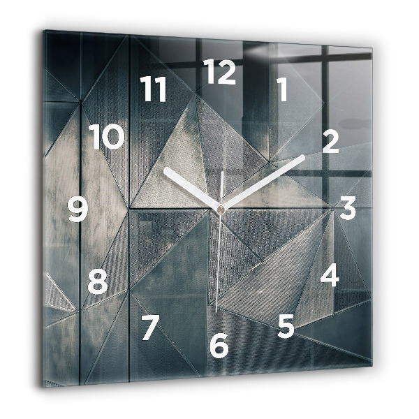 Horloge carrée en verre Triangles abstraits en métal