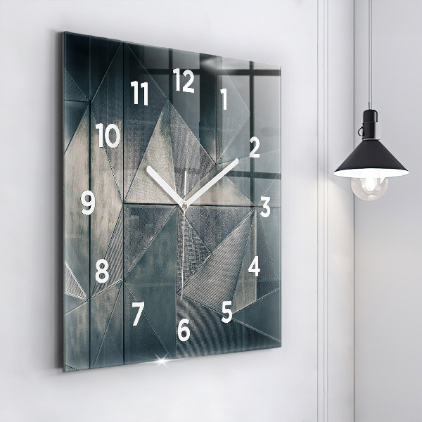 Horloge carrée en verre Triangles abstraits en métal