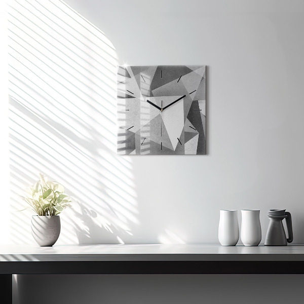 Horloge carrée en verre Abstraction géométrique grise