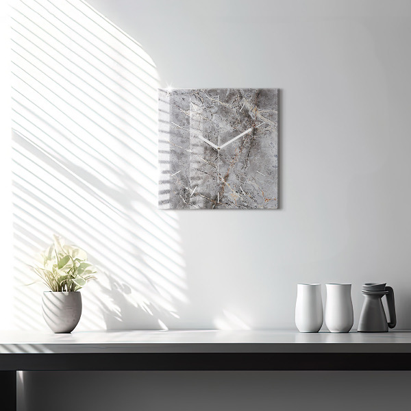 Pendule carrée en verre Marbre granit gris