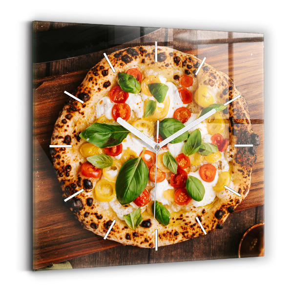 Horloge murale carrée pizza italienne