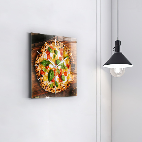 Horloge murale carrée pizza italienne
