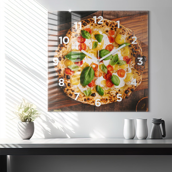Horloge murale carrée pizza italienne