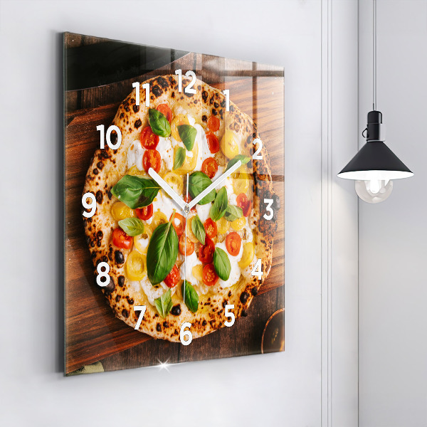 Horloge murale carrée pizza italienne