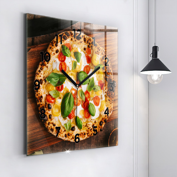 Horloge murale carrée pizza italienne