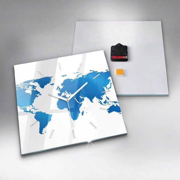 Horloge murale carrée Carte du monde
