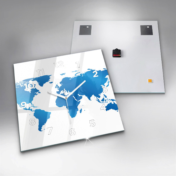 Horloge murale carrée Carte du monde