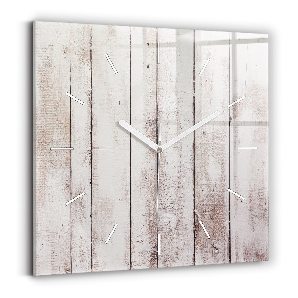 Horloge murale carrée Planches de bois clair