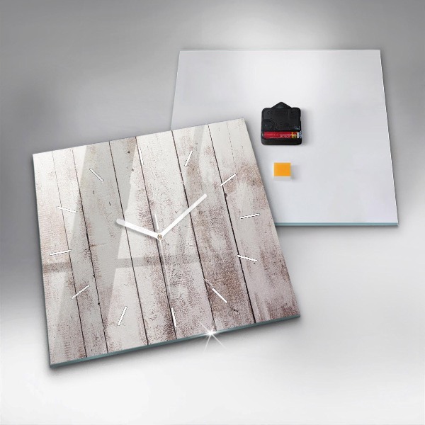 Horloge murale carrée Planches de bois clair