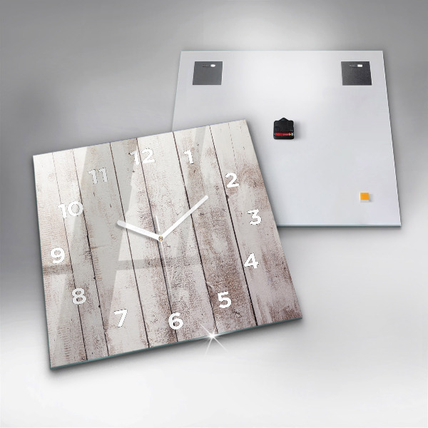 Horloge murale carrée Planches de bois clair