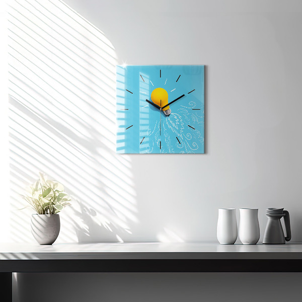 Horloge murale carrée 'Dessin d''ampoule'